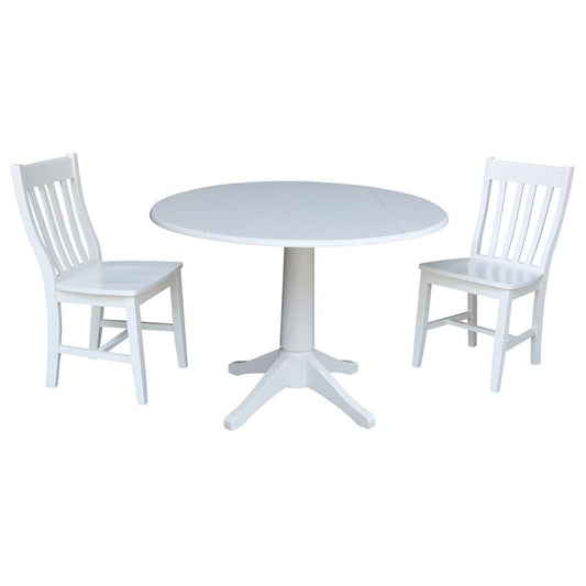 International Concepts (Set of 3 Pcs) -42in Round Top Ped Table with 2 RTA Chairs in White Finish - K08-42DPT-27B-C61-2 veiw 1