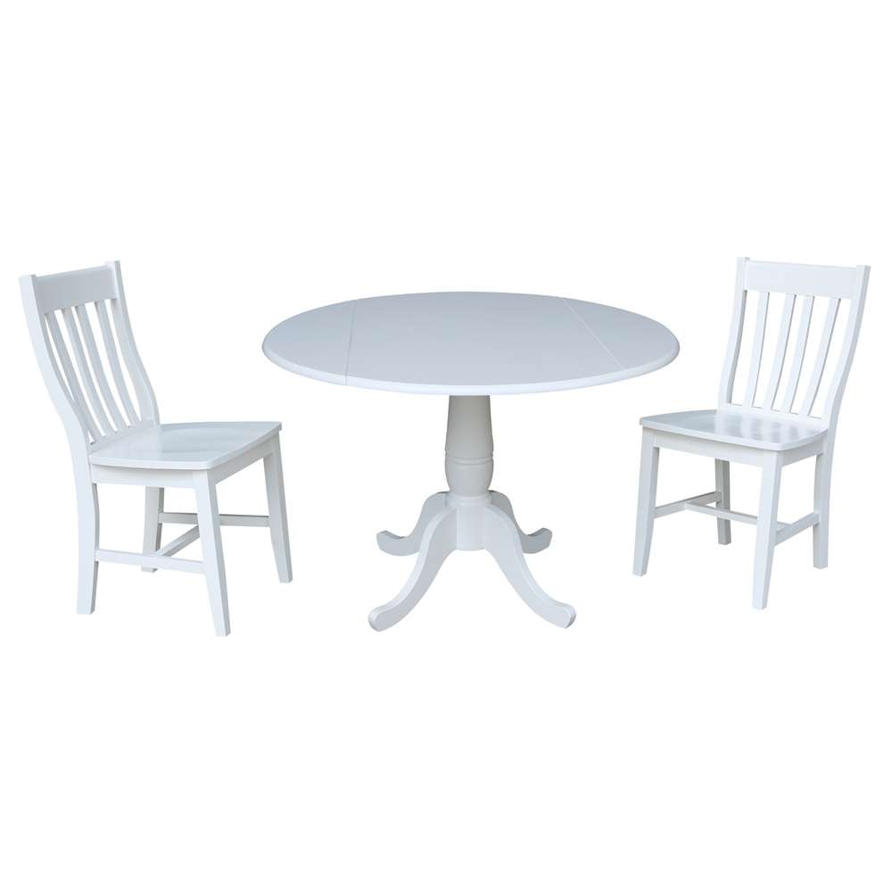 International Concepts (Set of 3 Pcs) -42in Round Top Ped Table with 2 RTA Chairs in White Finish - K08-42DPT-C61-2 veiw 1