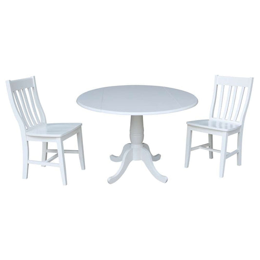 International Concepts (Set of 3 Pcs) -42in Round Top Ped Table with 2 RTA Chairs in White Finish - K08-42DPT-C61-2 veiw 1