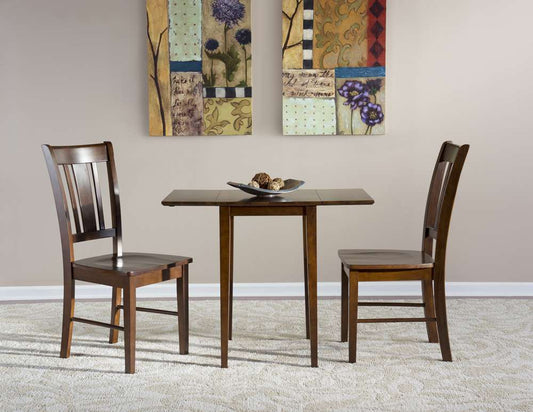 International Concepts (Set of 3 Pcs) - Small Dual Drop Leaf Table with 2 San Remo Chairs in Espresso Finish - K581-2236D-C10 veiw 2