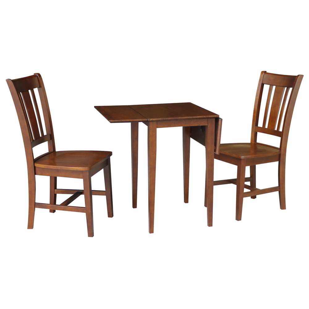 International Concepts (Set of 3 Pcs) - Small Dual Drop Leaf Table with 2 San Remo Chairs in Espresso Finish - K581-2236D-C10 veiw 3