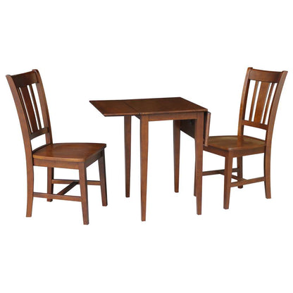 International Concepts (Set of 3 Pcs) - Small Dual Drop Leaf Table with 2 San Remo Chairs in Espresso Finish - K581-2236D-C10 veiw 3