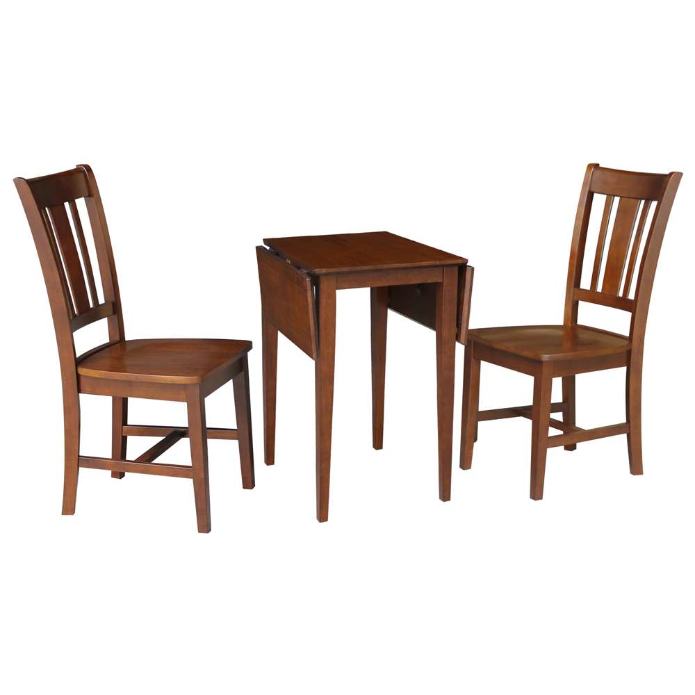 International Concepts (Set of 3 Pcs) - Small Dual Drop Leaf Table with 2 San Remo Chairs in Espresso Finish - K581-2236D-C10 veiw 5