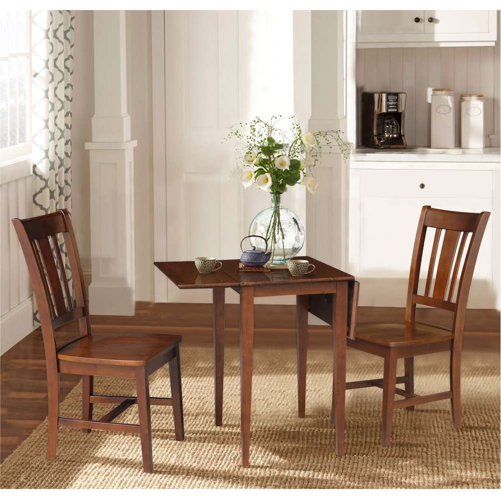 International Concepts (Set of 3 Pcs) - Small Dual Drop Leaf Table with 2 San Remo Chairs in Espresso Finish - K581-2236D-C10 veiw 6