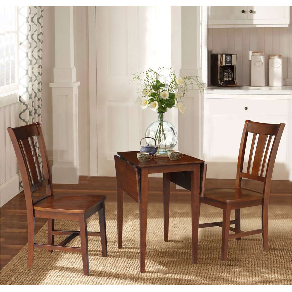 International Concepts (Set of 3 Pcs) - Small Dual Drop Leaf Table with 2 San Remo Chairs in Espresso Finish - K581-2236D-C10 veiw 7