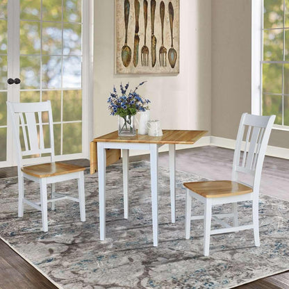 International Concepts (Set of 3 Pcs) - Small Dual Drop Leaf Table with 2 San Remo Chairs in White / Natural Finish - K02-2236D-C10-2 veiw 5