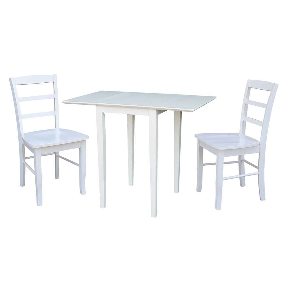 International Concepts (Set of 3 Pcs) - Small Dual Drop Leaf Table with 2 San Remo Chairs in White Finish - K08-2236D-C2-2 veiw 1