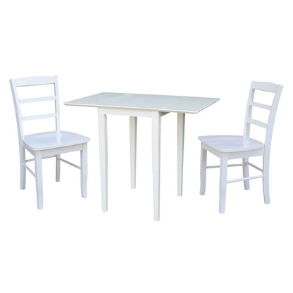International Concepts (Set of 3 Pcs) - Small Dual Drop Leaf Table with 2 San Remo Chairs in White Finish - K08-2236D-C2-2 veiw 1