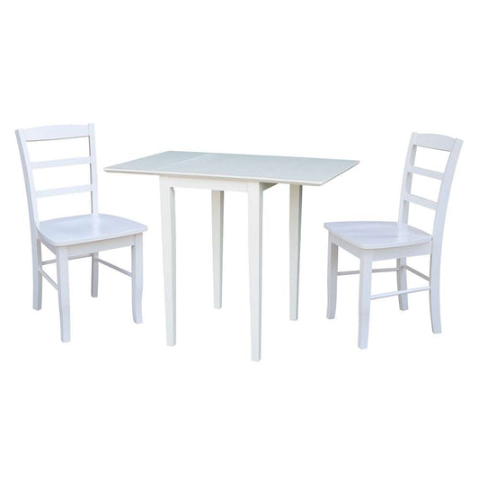 International Concepts (Set of 3 Pcs) - Small Dual Drop Leaf Table with 2 San Remo Chairs in White Finish - K08-2236D-C2-2 veiw 1