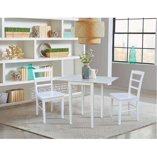 International Concepts (Set of 3 Pcs) - Small Dual Drop Leaf Table with 2 San Remo Chairs in White Finish - K08-2236D-C2-2 veiw 2