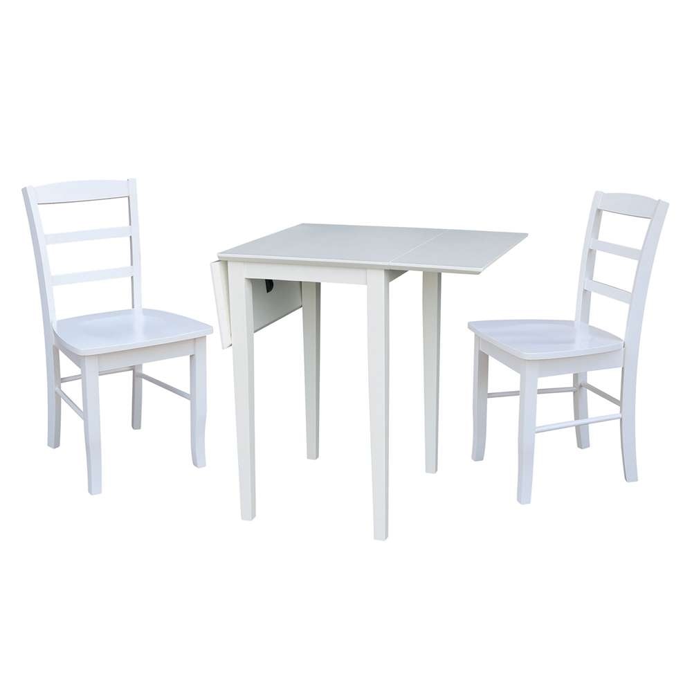 International Concepts (Set of 3 Pcs) - Small Dual Drop Leaf Table with 2 San Remo Chairs in White Finish - K08-2236D-C2-2 veiw 4