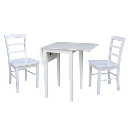 International Concepts (Set of 3 Pcs) - Small Dual Drop Leaf Table with 2 San Remo Chairs in White Finish - K08-2236D-C2-2 veiw 4