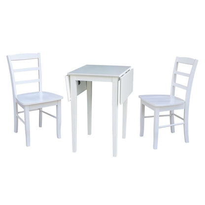 International Concepts (Set of 3 Pcs) - Small Dual Drop Leaf Table with 2 San Remo Chairs in White Finish - K08-2236D-C2-2 veiw 6