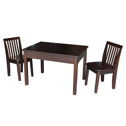 International Concepts (Set of 3 Pcs) - Table with 2 Mission Juvenile Chairs in Rich Mocha Finish in Rich Mocha Finish - K15-JT2532L-263-2 veiw 1