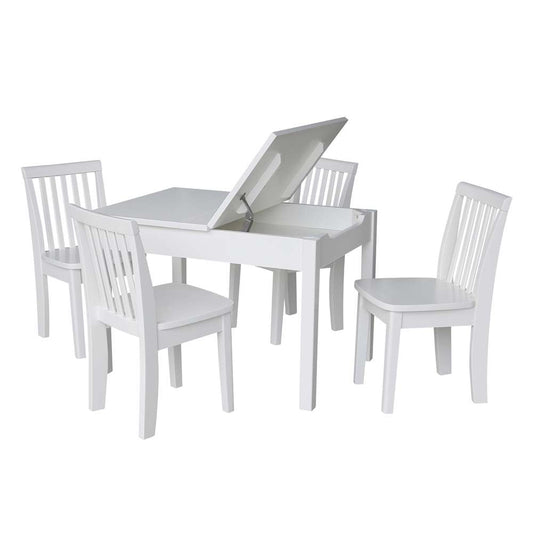 International Concepts (Set of 3 Pcs) - Table with 2 Mission Juvenile Chairs in White Finish in White Finish - K08-JT2532L-263-2 veiw 1
