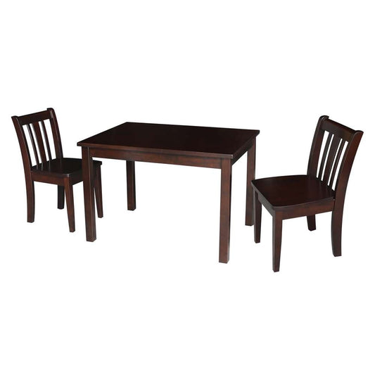 International Concepts (Set of 3 Pcs) - Table with 2 San Remo Juvenile Chairs in Rich Mocha Finish in Rich Mocha Finish - K15-2532-CC105-2 veiw 1