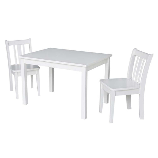 International Concepts (Set of 3 Pcs) - Table with 2 San Remo Juvenile Chairs in White Finish in White Finish - K08-2532-CC105-2 veiw 1
