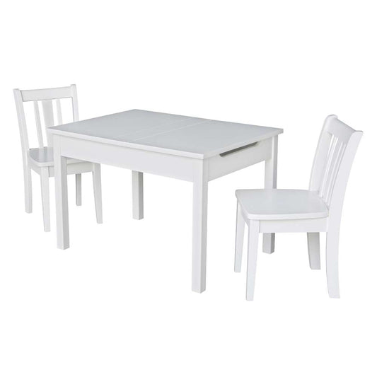 International Concepts (Set of 3 Pcs) - Table with 2 San Remo Juvenile Chairs in White Finish in White Finish - K08-JT2532L-CC105-2 veiw 1