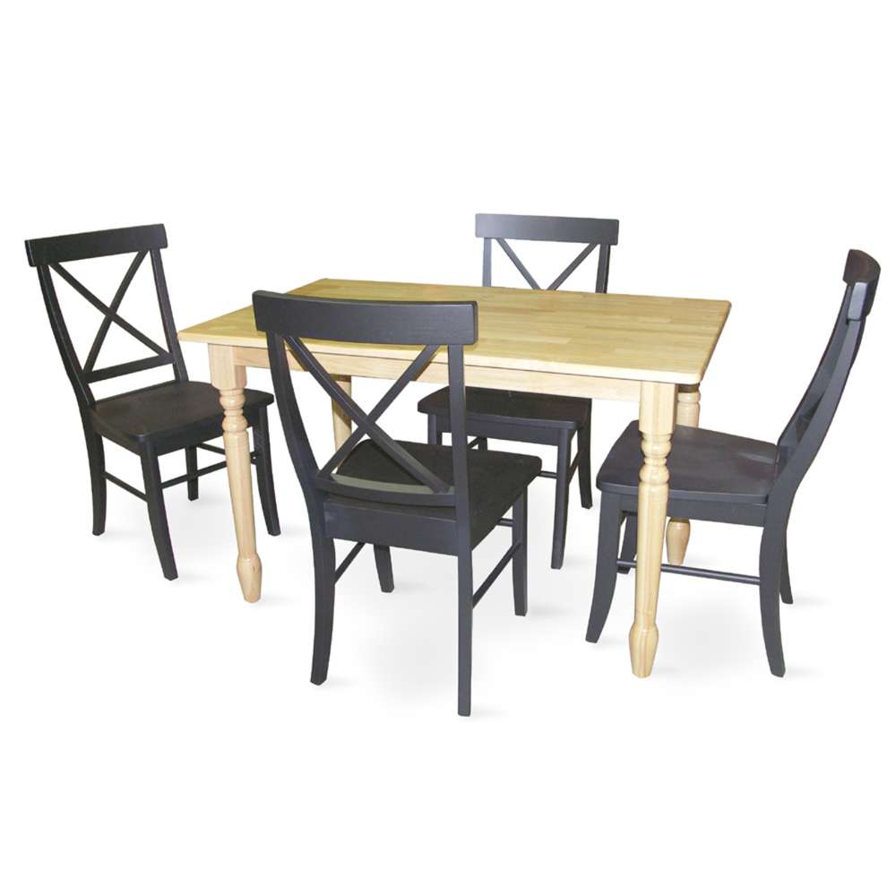 International Concepts - (Set of 5 Pcs) 3048 Table with 4 Chairs in Natural / Black Finish - K01-3048-C613-4 veiw 1