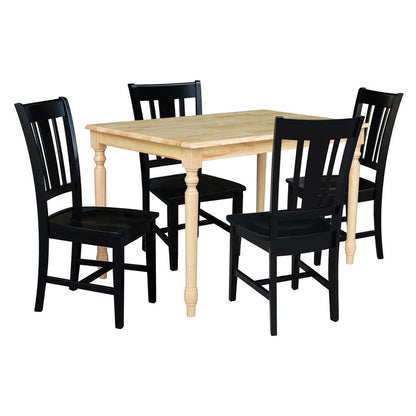 International Concepts - (Set of 5 Pcs) 3048 Table with 4 RTA Chairs in Natural / Black Finish - K01-3048-C46-10-4 veiw 1