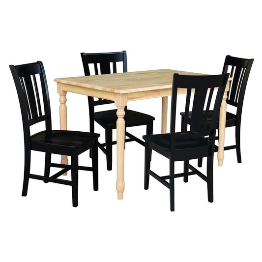 International Concepts - (Set of 5 Pcs) 3048 Table with 4 RTA Chairs in Natural / Black Finish - K01-3048-C46-10-4 veiw 1