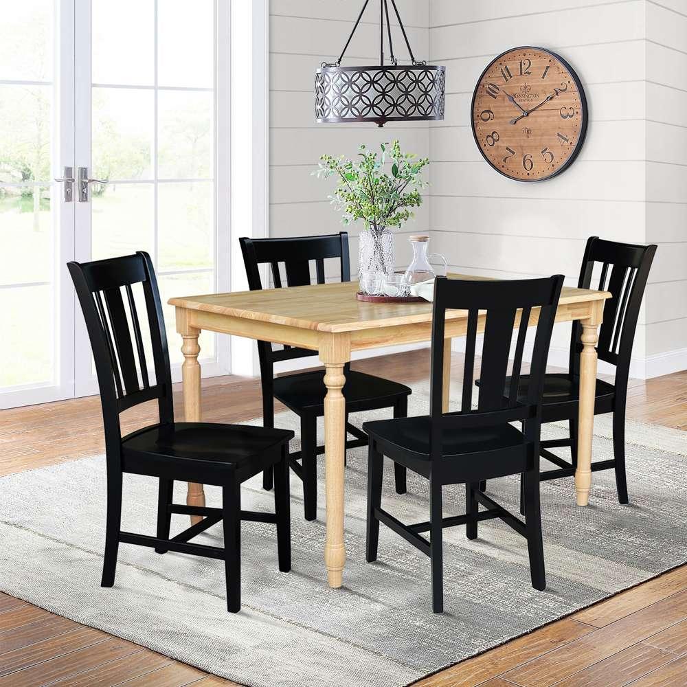 International Concepts - (Set of 5 Pcs) 3048 Table with 4 RTA Chairs in Natural / Black Finish - K01-3048-C46-10-4 veiw 3