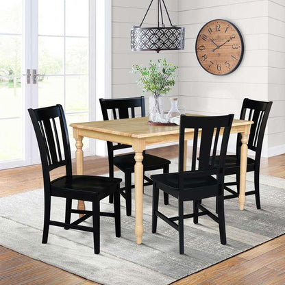 International Concepts - (Set of 5 Pcs) 3048 Table with 4 RTA Chairs in Natural / Black Finish - K01-3048-C46-10-4 veiw 3