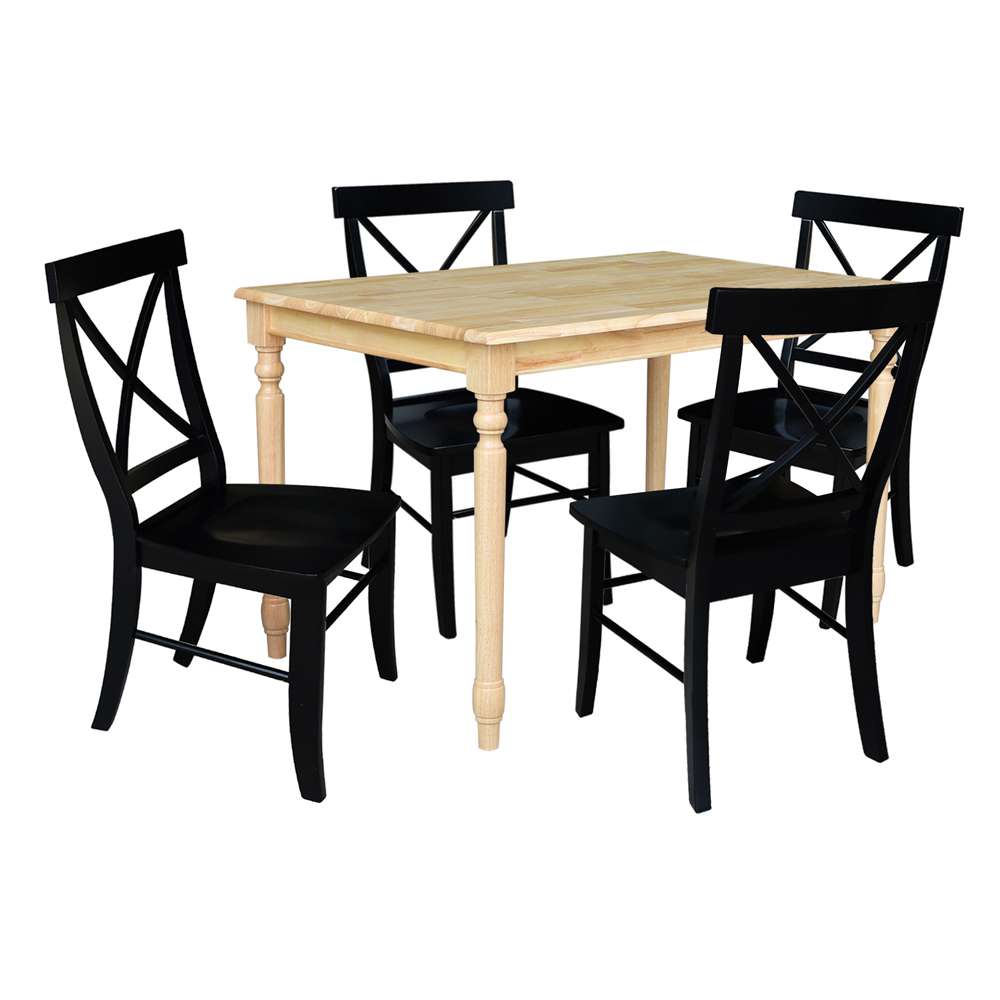 International Concepts - (Set of 5 Pcs) 3048 Table with 4 RTA Chairs in Natural / Black Finish - K01-3048-C46-613-4 veiw 1