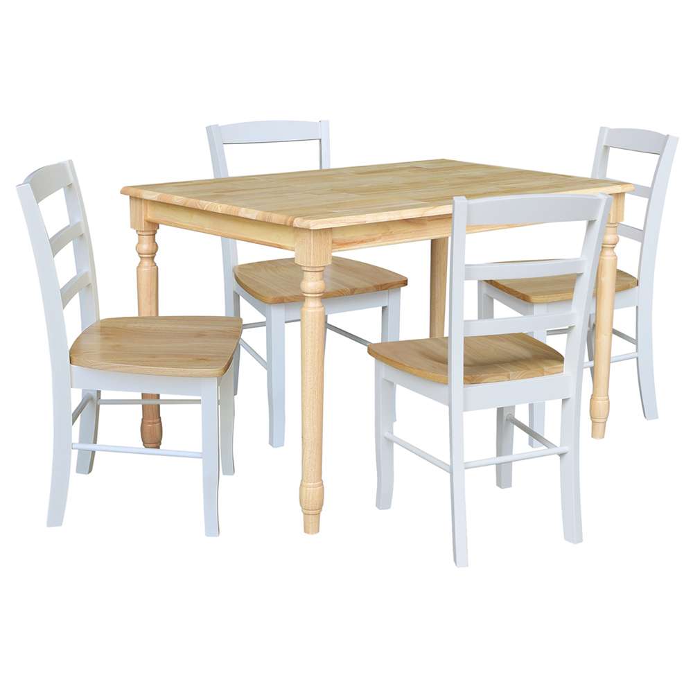 International Concepts - (Set of 5 Pcs) 3048 Table with 4 RTA Chairs in Natural / White & Natural Finish - K01-3048-C02-2-4 veiw 1