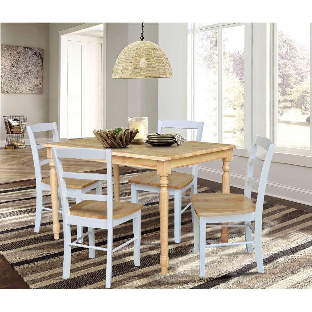 International Concepts - (Set of 5 Pcs) 3048 Table with 4 RTA Chairs in Natural / White & Natural Finish - K01-3048-C02-2-4 veiw 3
