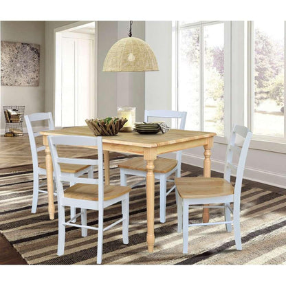 International Concepts - (Set of 5 Pcs) 3048 Table with 4 RTA Chairs in Natural / White & Natural Finish - K01-3048-C02-2-4 veiw 3