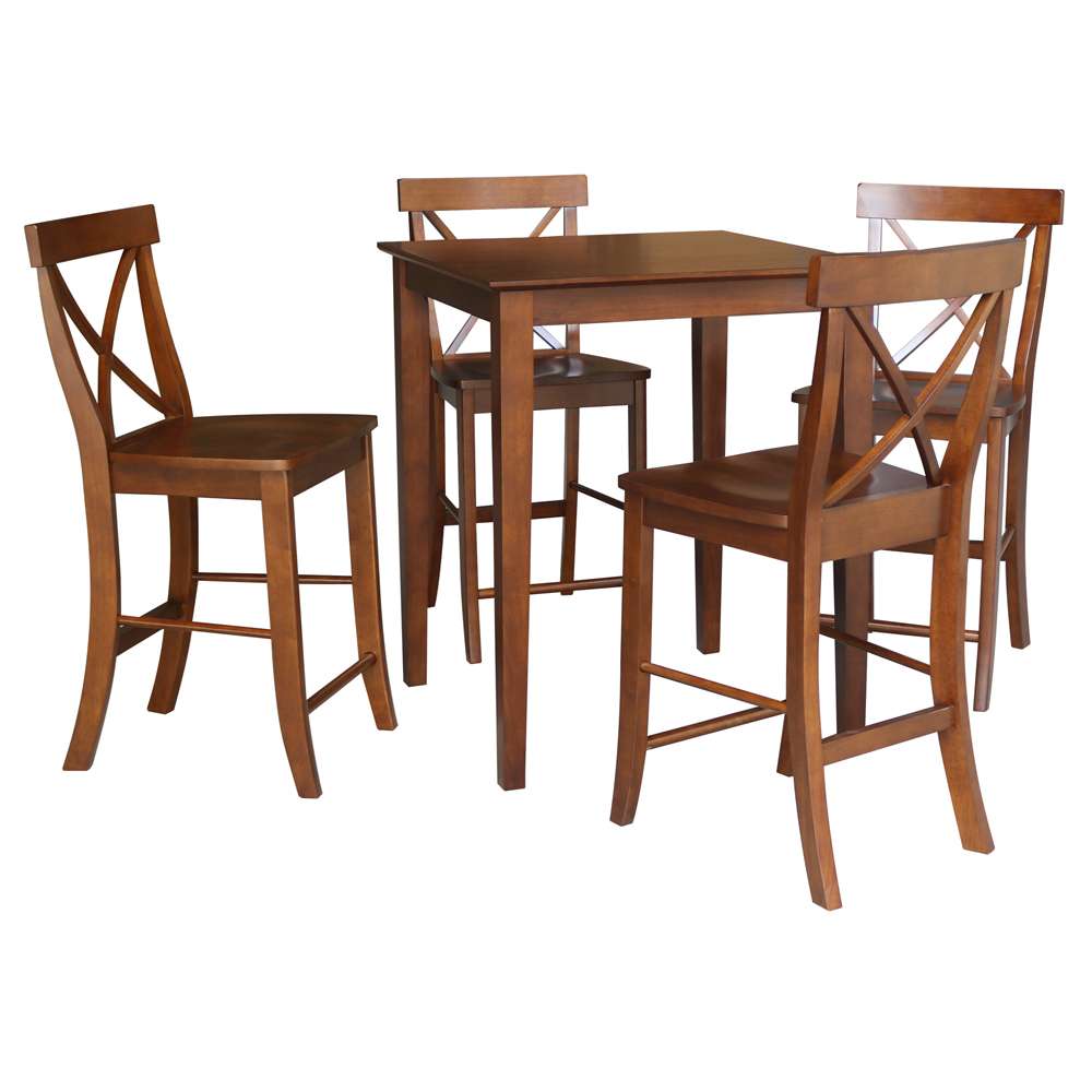 International Concepts - (Set of 5 Pcs) 30X30 Counter Height Dining Table with 4 RTA Counter Height Stools, 24inSH in Espresso Finish - K581-3030-S6132-4 veiw 1