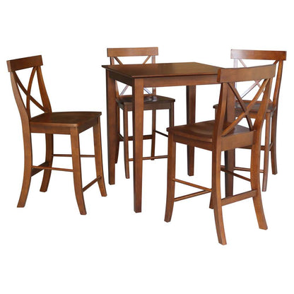 International Concepts - (Set of 5 Pcs) 30X30 Counter Height Dining Table with 4 RTA Counter Height Stools, 24inSH in Espresso Finish - K581-3030-S6132-4 veiw 1