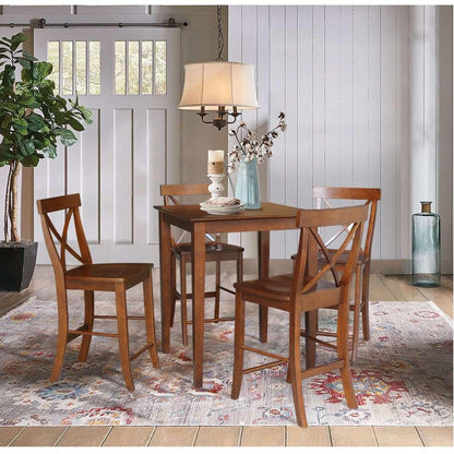 International Concepts - (Set of 5 Pcs) 30X30 Counter Height Dining Table with 4 RTA Counter Height Stools, 24inSH in Espresso Finish - K581-3030-S6132-4 veiw 2