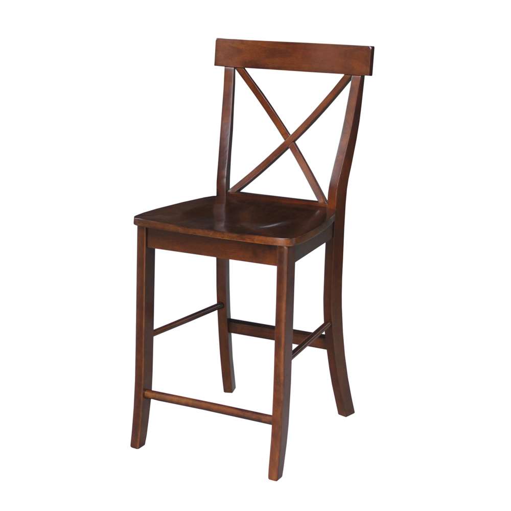 International Concepts - (Set of 5 Pcs) 30X30 Counter Height Dining Table with 4 RTA Counter Height Stools, 24inSH in Espresso Finish - K581-3030-S6132-4 veiw 3