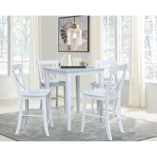 International Concepts - (Set of 5 Pcs) 30X30 Counter Height Dining Table with 4 X-Back Counter Height Stools in White Finish - K08-3030-S6132-4 veiw 2