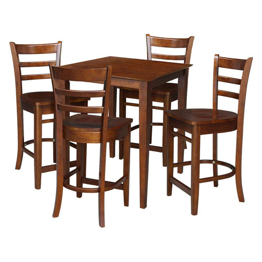 International Concepts - (Set of 5 Pcs) 30X30 Counter Height Table with 4 Counter Height Stools in Espresso Finish - K581-3030-S6172-4 veiw 1