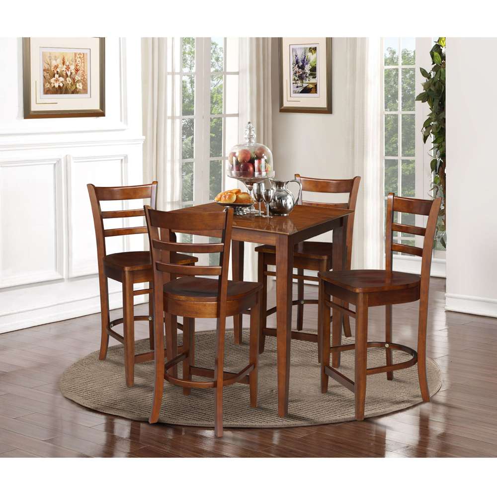 International Concepts - (Set of 5 Pcs) 30X30 Counter Height Table with 4 Counter Height Stools in Espresso Finish - K581-3030-S6172-4 veiw 2
