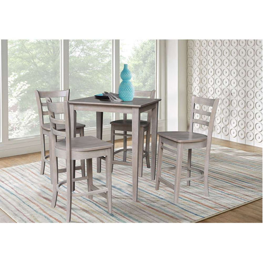 International Concepts - (Set of 5 Pcs) 30X30 Counter Height Table with 4 Stools in Washed Gray Taupe Finish - K09-3030-S6172-4 veiw 2