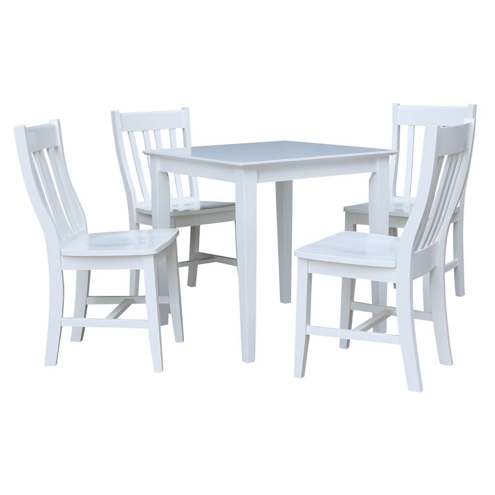 International Concepts - (Set of 5 Pcs) 30X30 Dining Table with 4 C08-61 Chairs in White Finish - K08-3030-C61-4 veiw 1