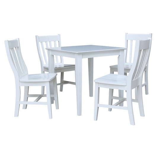 International Concepts - (Set of 5 Pcs) 30X30 Dining Table with 4 C08-61 Chairs in White Finish - K08-3030-C61-4 veiw 1