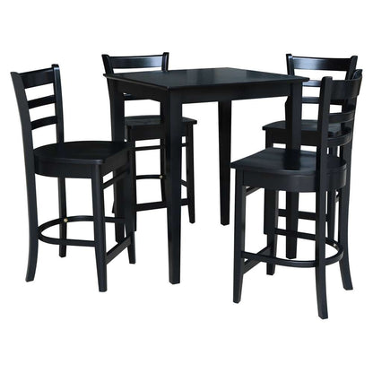International Concepts - (Set of 5 Pcs) 30X30 Gathering Height Table with 4 Counter Height Stools in Black Finish - K46-3030-S6172-4 veiw 1