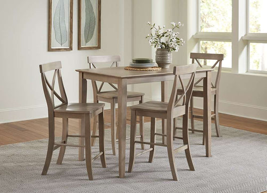 International Concepts - (Set of 5 Pcs) 30X48 Counter Height Dining Table with 4 Counter Height Stools in Washed Gray Taupe Finish - K09-3048-S6132-4 veiw 2