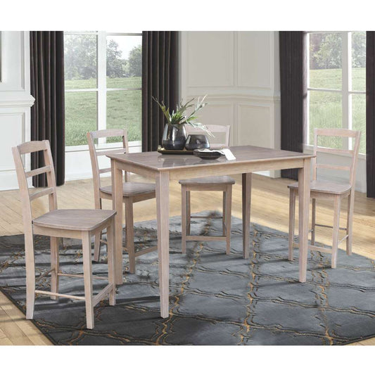 International Concepts - (Set of 5 Pcs) 30X48 Counter Height Dining Table with 4 Madrid Counter Height Stools in Washed Gray Taupe Finish - K09-3048-S402-4 veiw 2