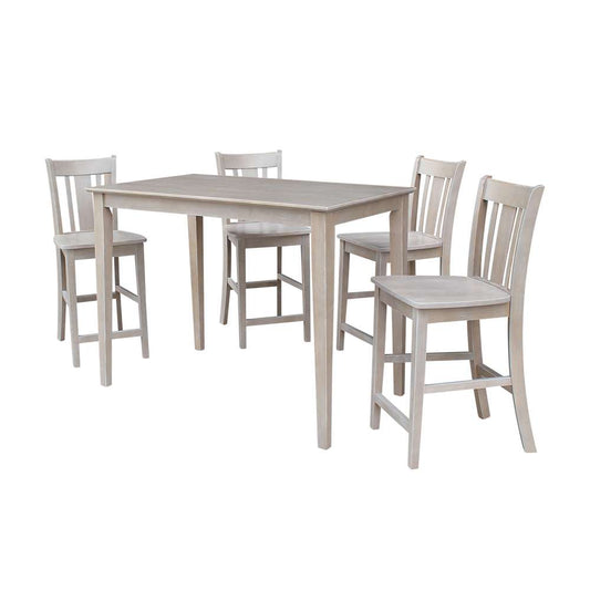 International Concepts - (Set of 5 Pcs) 30X48 Counter Height Dining Table with 4 San Remo Counter Height Stools in Washed Gray Taupe Finish - K09-3048-S102-4 veiw 1