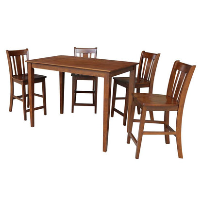 International Concepts - (Set of 5 Pcs) 30X48 Counter Height Dining Table with 4 RTA Counter Height Stools, 24inSH in Espresso Finish - K581-3048-S102-4 veiw 1