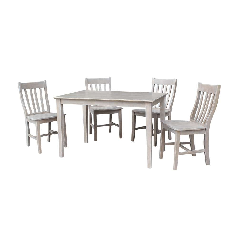 International Concepts - (Set of 5 Pcs) 30X48 Dining Table with 4 Cafe Chairs in Washed Gray Taupe Finish - K09-3048-C61-4 veiw 1