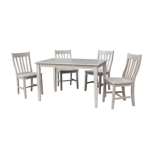 International Concepts - (Set of 5 Pcs) 30X48 Dining Table with 4 Cafe Chairs in Washed Gray Taupe Finish - K09-3048-C61-4 veiw 1