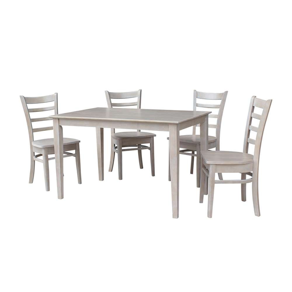 International Concepts - (Set of 5 Pcs) 30X48 Dining Table with 4 Emily Chairs in Washed Gray Taupe Finish - K09-3048-C617-4 veiw 1