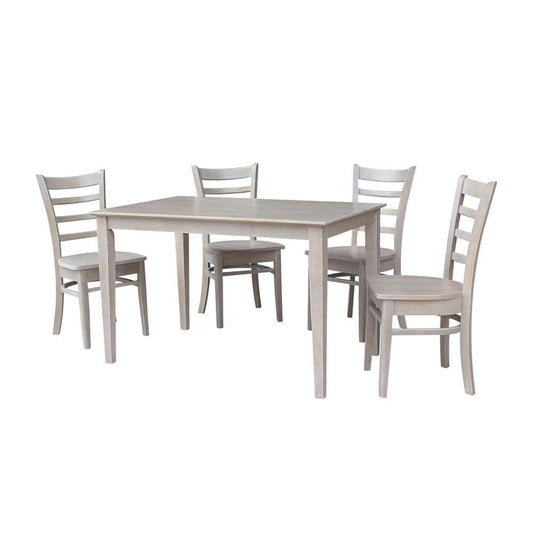 International Concepts - (Set of 5 Pcs) 30X48 Dining Table with 4 Emily Chairs in Washed Gray Taupe Finish - K09-3048-C617-4 veiw 1